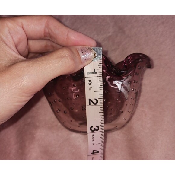 Vintage Controlled Bubbles Handblown Bullicante Bowl Ashtray Lilac Purple - Picture 2 of 11